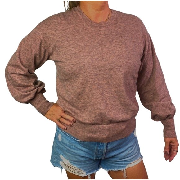 Ella Moss merino wool Womens Medium Heathered Rose Crewneck Pullover Sweater - Picture 1 of 8